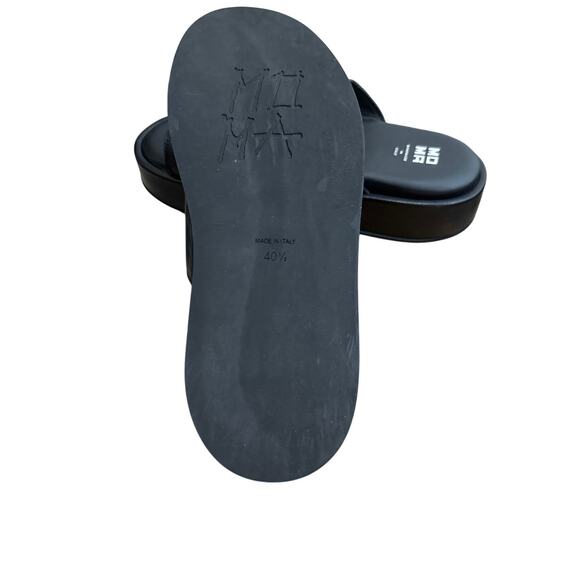 MOMA Black Leather Platform Slides Sandals Size 10.5 Handmade - Picture 5 of 7